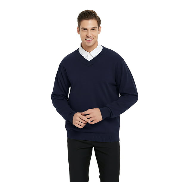 TOPTIE Mens Long Sleeve Slim Fit V-Neck Pullover Sweater 